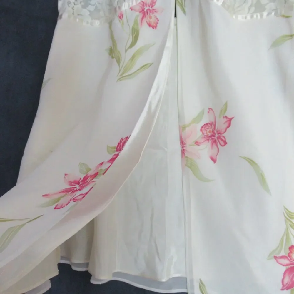 Valerie Stevens Chemise Womens M Cream Floral Lace Lingerie Babydoll Nightgown